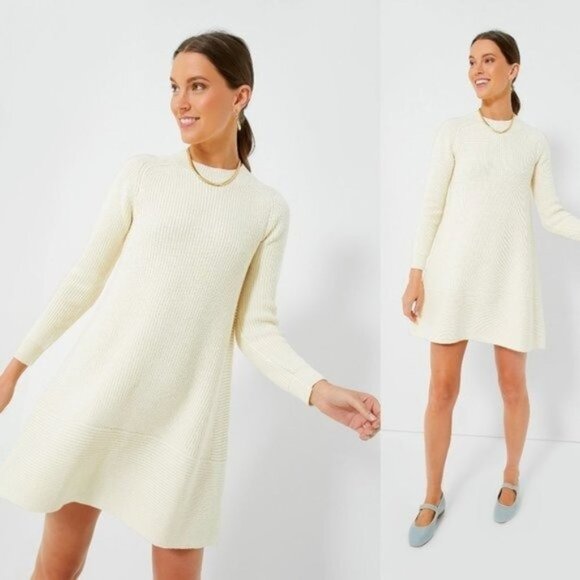 Pomander PlaceNEW Ivory Ainsley Long Sleeve Classy Knit Sweater Dress Size XL